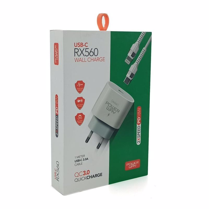 POWERWAY RX-560 TYPE C + IPHONE 3 AMPER HIZLI ŞARJ ALETİ